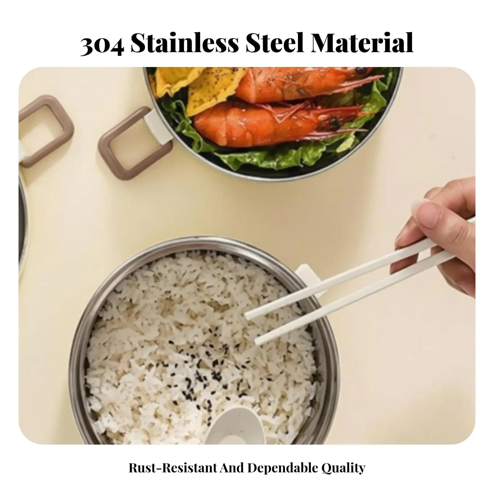 Contenitore per Pranzo in Acciaio Inox, Scatola Bento Multilivello con Coperchio, Contenitore per Alimenti Separato per Ufficio, Design Moderno e Minimalista