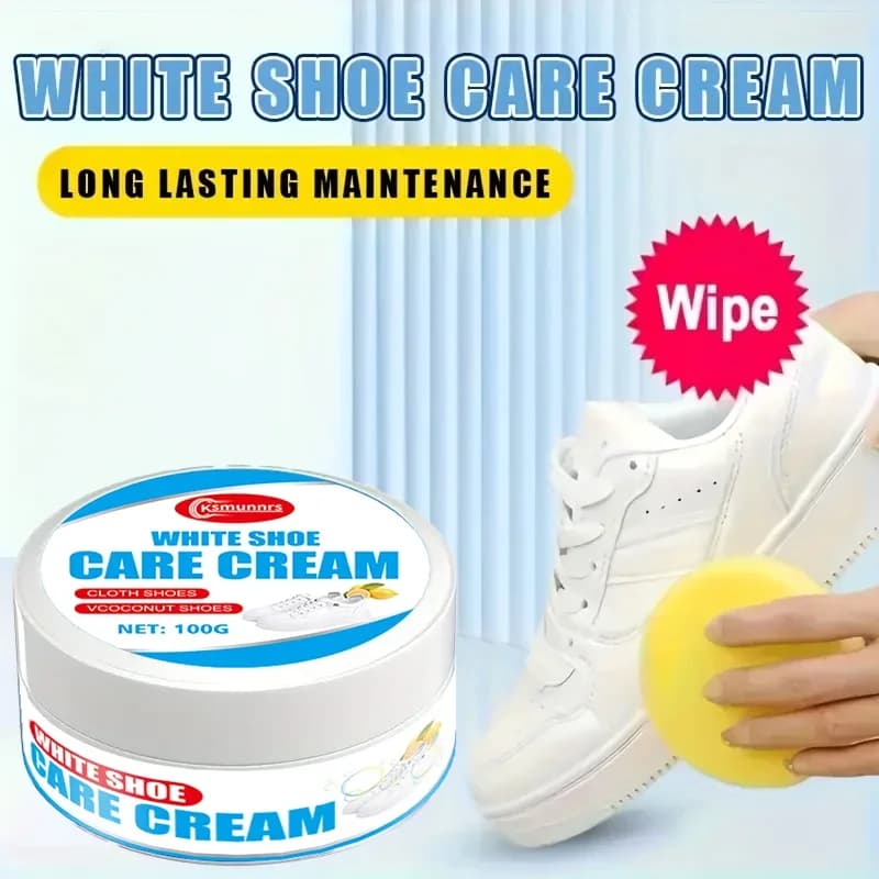 Lucidatrice per scarpe bianche Fasilawei 100g (con spugna) - Ripristino e cura del colore per sneaker in pelle sintetica