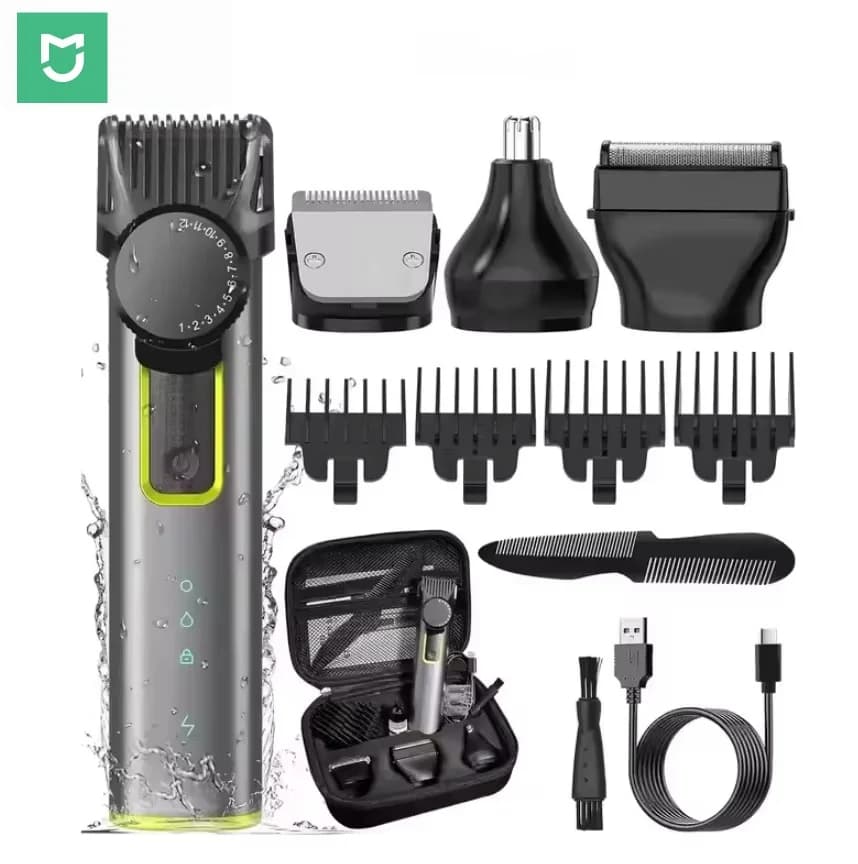 New Mijia Multifunction Maschile Care Kit, IPX5 Professional Electric Hair Cutters Waterproof, 4-in-1 Set with Shaver and Trimmer for Naso Peles