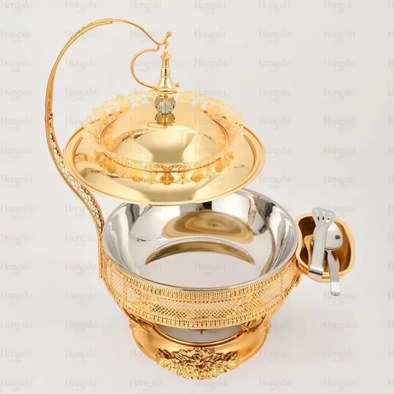 Set di chafing dish in acciaio inox da 8 litri con coperchio a sospensione per catering, contenitore per mantenere il cibo caldo, ideale per feste e matrimoni