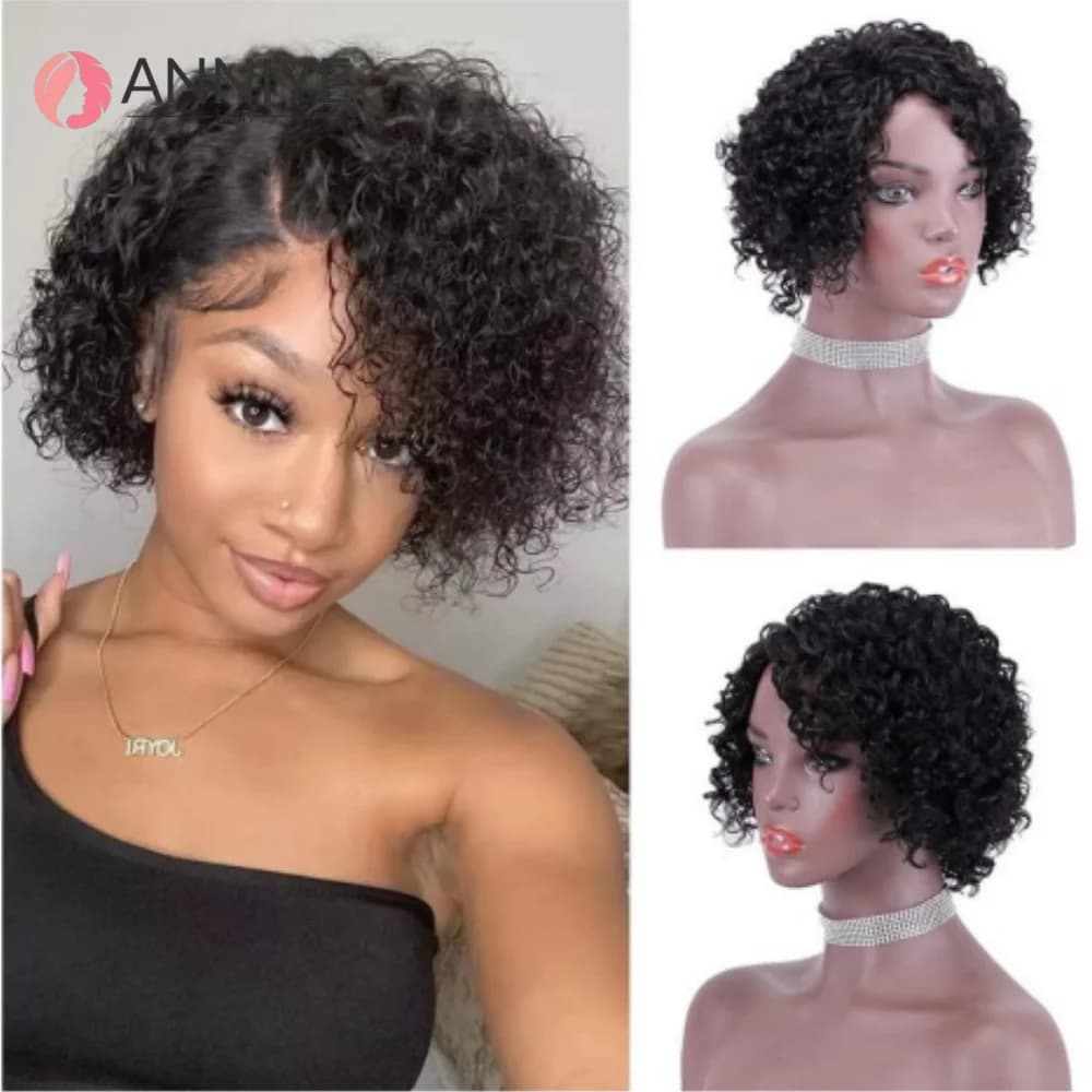 13x4 Pixie Cut Parrucca Dei Capelli Umani Pixie Cut Onda di Acqua Trasparente Parrucche Del Merletto Brasiliano di Remy Parrucche Dei Capelli Umani di 100% Per Le Donne Nere 12A