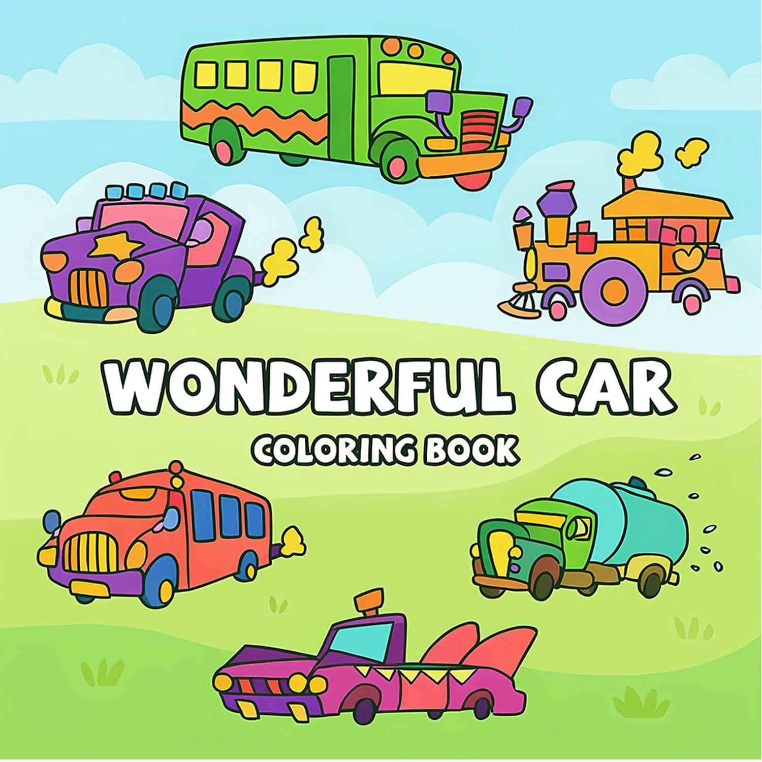 WONDERFUL CAR Adult Coloring Book Healing Educational Pattern Stress Relief Inspiring Creative Relax Drawing Book