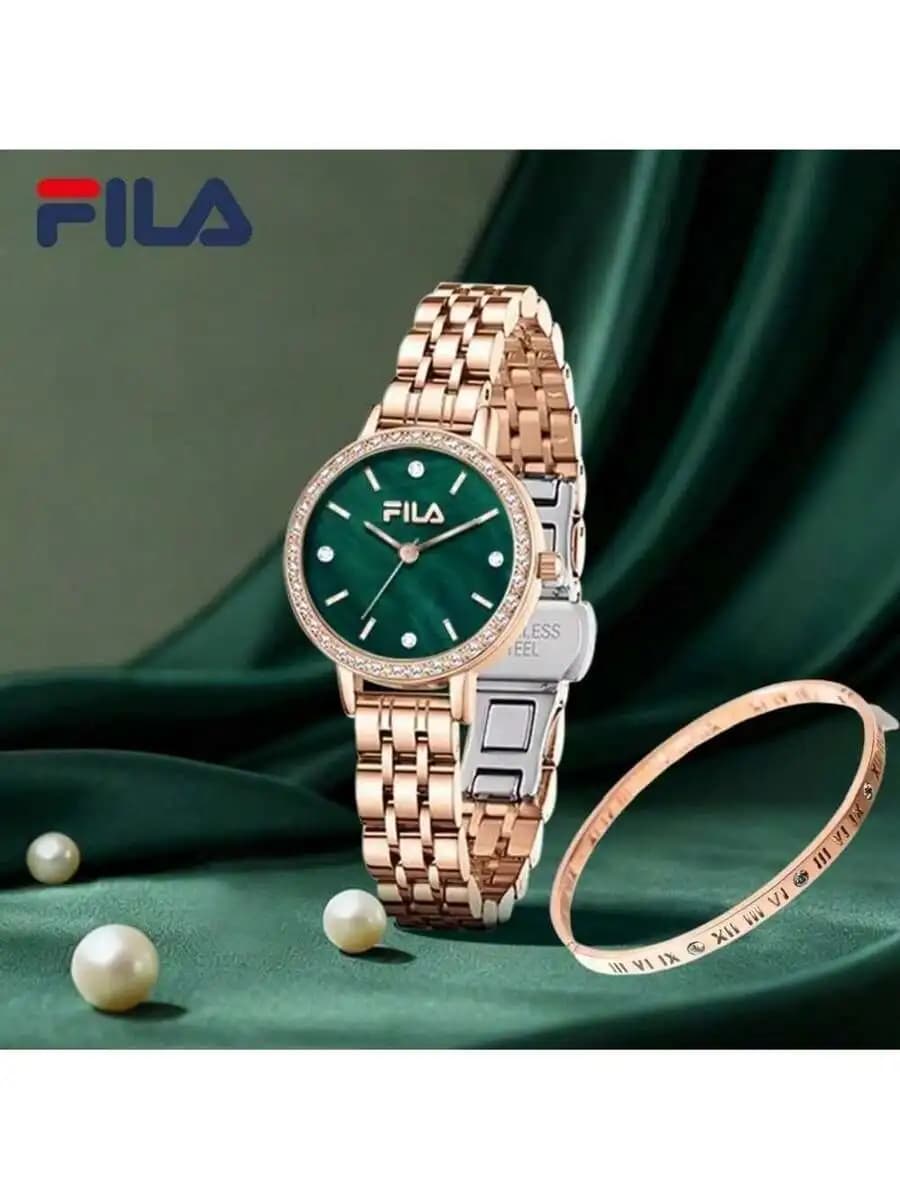 Elegante Orologio al Quarzo da Donna con Lunetta in Cristallo, Quadrante Verde e Bracciale in Acciaio