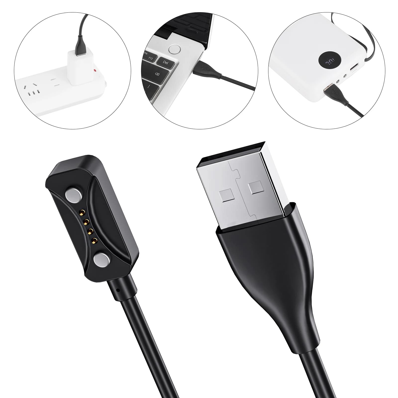 Adattatore per caricabatterie con cavo di ricarica USB magnetico da 1 m 5V 1A Adattatore per caricabatterie dock per smartwatch Cavo di ricarica per Polar Pacer/Pacer Pro