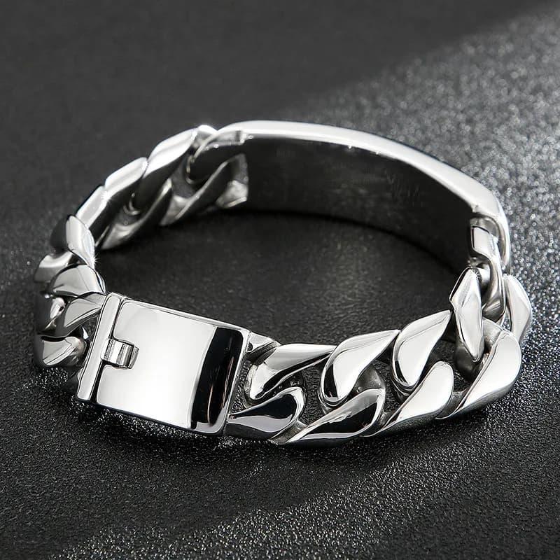17mm Heavy Punk Gold Color Curb Cuban Chain Bracelet Men Hiphop Rock Retro Stainless Steel Fashion Bike Bangle Jewelry