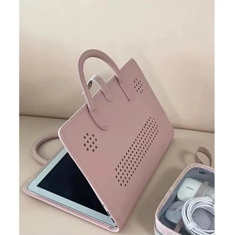 Custodia protettiva per computer per borsa da lavoro semplice per laptop da 14 pollici 15,6 pollici Custodia per laptop in pelle con fodera per notebook da donna rosa