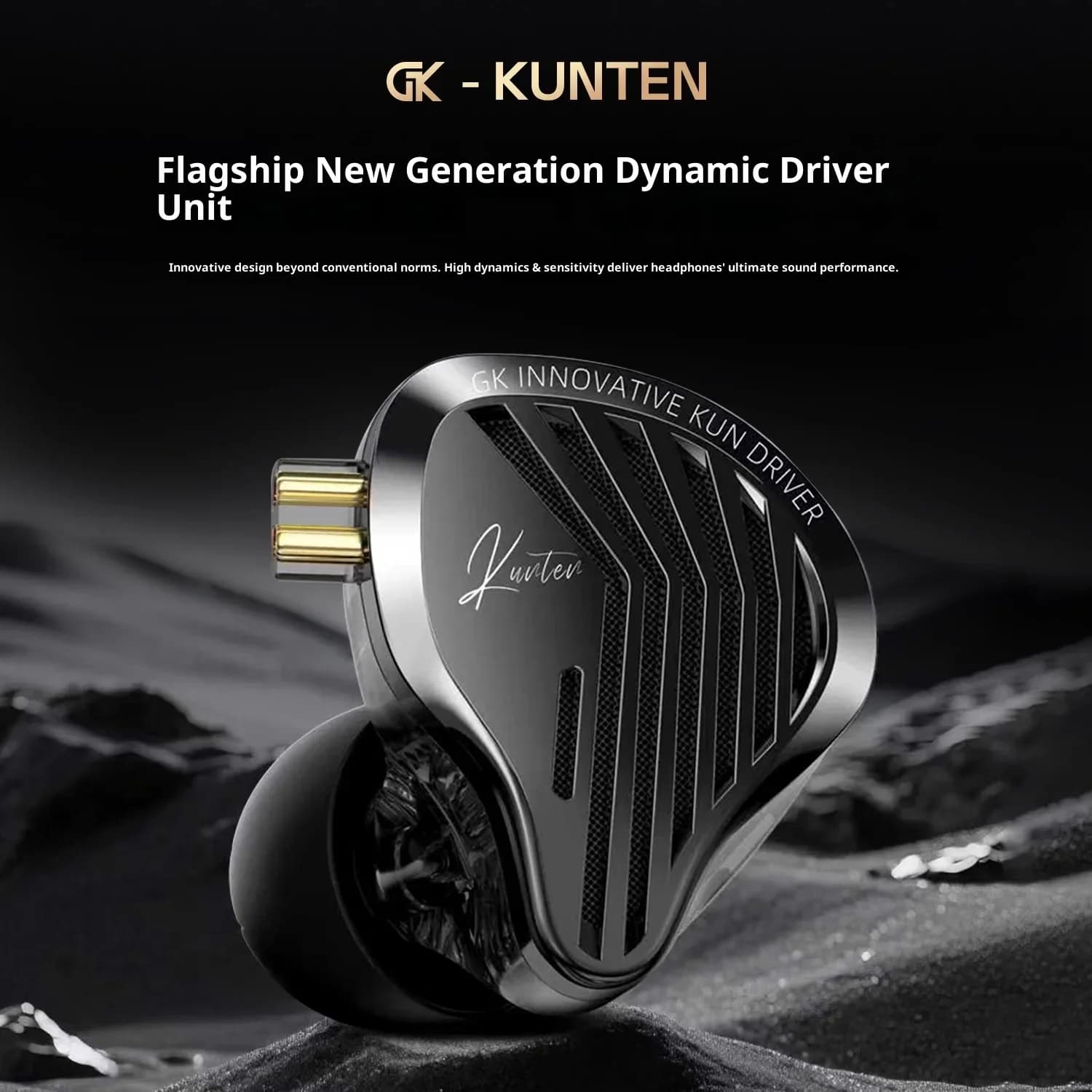 Cuffie Hi-Fi Gk Kunten Dynamic Drive, Auricolari con Bassi Potenti, Cuffie Sportive in Metallo, Cuffie per Gamer Staccabili con Connettore a 2 Pin Personalizzato