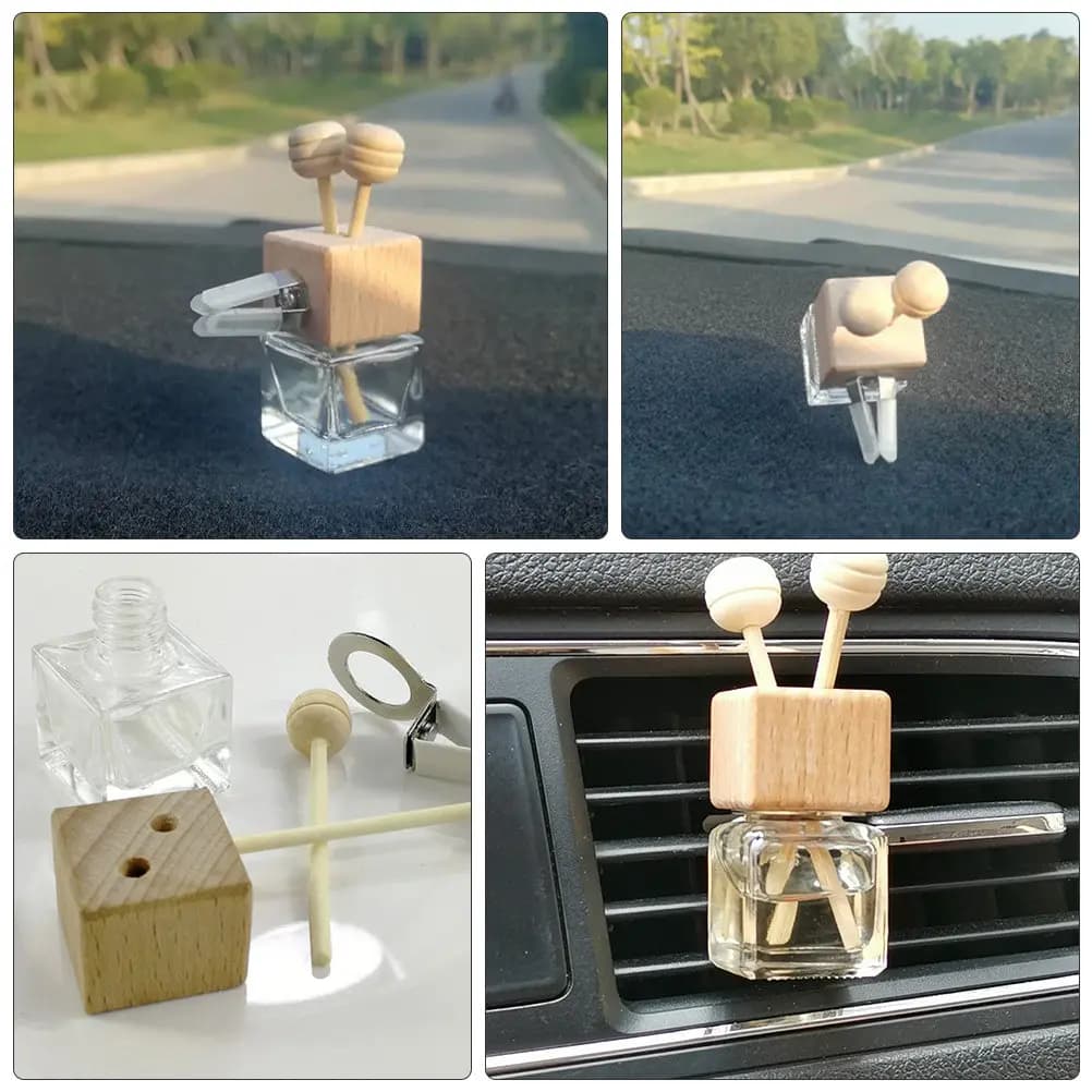 6Pcs Car Glass Perfume Bottles Essential Oil Diffuser Clear Large Mouth Easy Refill Aromatherapy Decoration Perfume Bottles