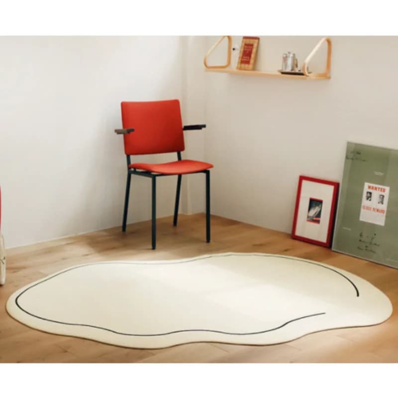 VIKAMA Japanese-Style Cream-Coloured Carpet, Irregularly Shaped Sofa, Coffee Table Rug, Living Room Home Decoration