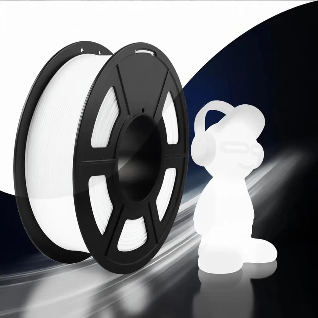 Filament PLA Glow in The Dark from 1.75 mm with Surface Lyscia, Small coil from 0.25 kg (250 g) for 3D printing, White