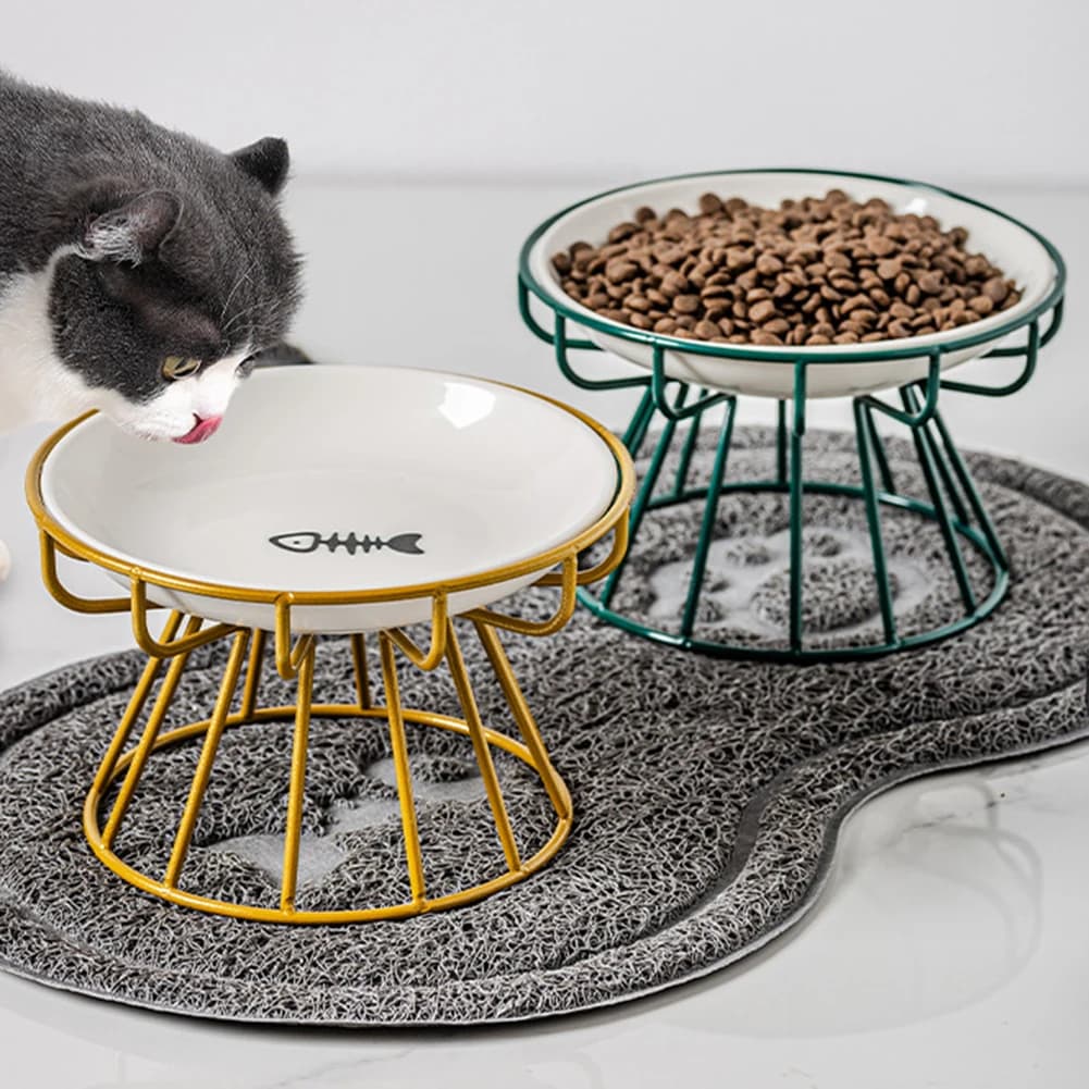 Ceramic Cat Food Bowl,Wide Safe Pets Water Food Bowls,Non Slip Shallow Dish For Kitten Puppy Food Water Feeding Pet Supplies