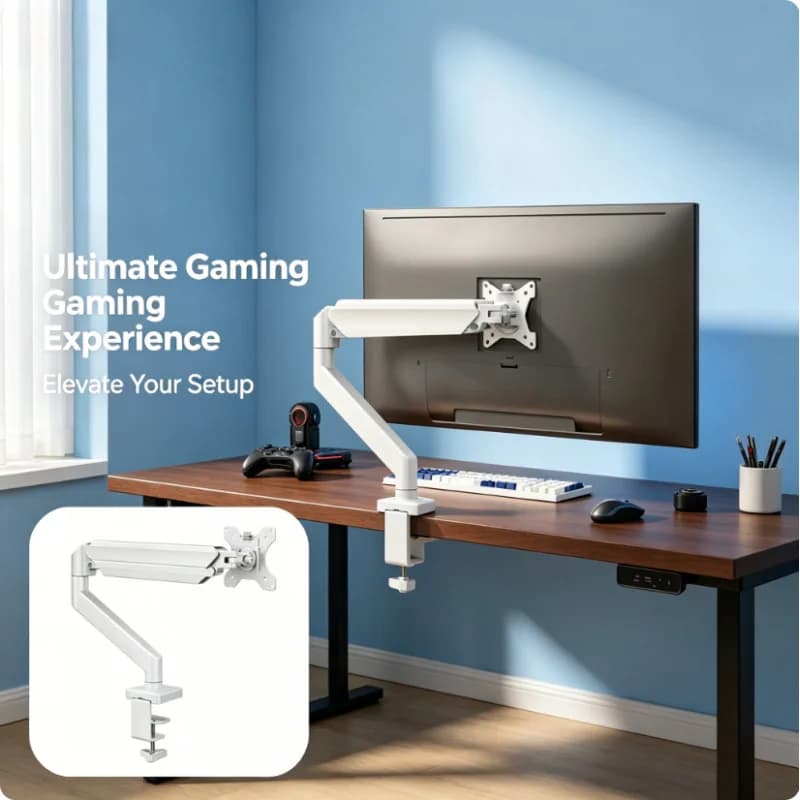 Adjustable Single Monitor Desk Mount 32 Inch 19.8lbs Universal Computer Screen Bracket Tilt Swivel Rotate Ergonomic Stand