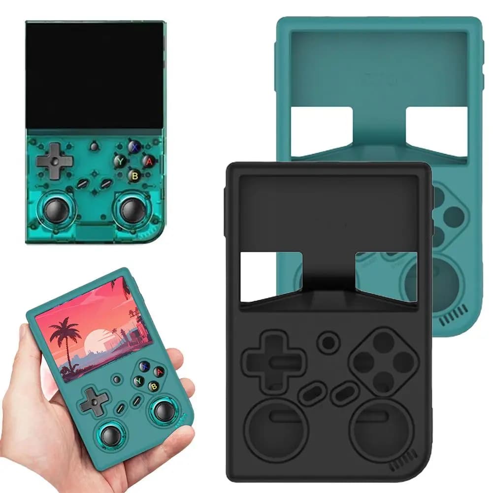 Custodia protettiva in silicone per ANBERNIC RG 35XX Pro con cordino Console di gioco in vetro temperato Custodia antiurto Protezione schermo HD