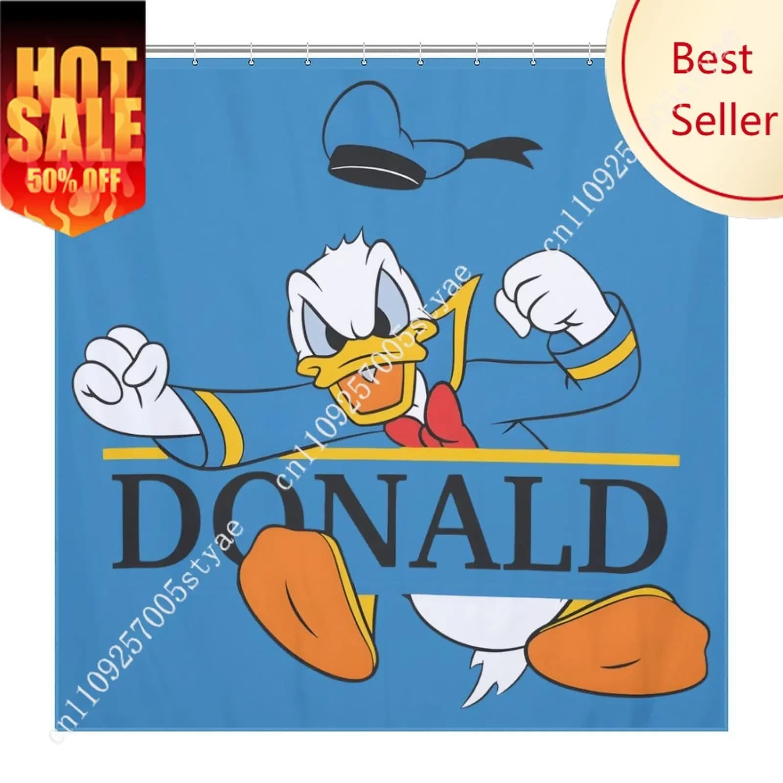 Tenda da doccia Donald Duck Disney, cartone animato, per bambini, simpatici animali, decorazione per bagno e feste, impermeabile, personalizzabile