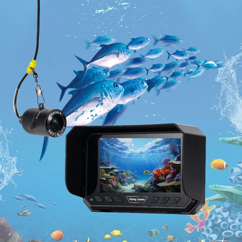 5" underwater fishing camera, Full HD 1080P video recording, depth and temperature monitoring in real time, IP66,8000mAh rechargeable