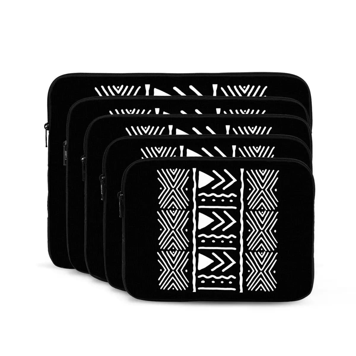 Custodia per laptop per notebook con motivo tribale Bogolan africano in bianco e nero Custodia per notebook Custodia antiurto per tablet