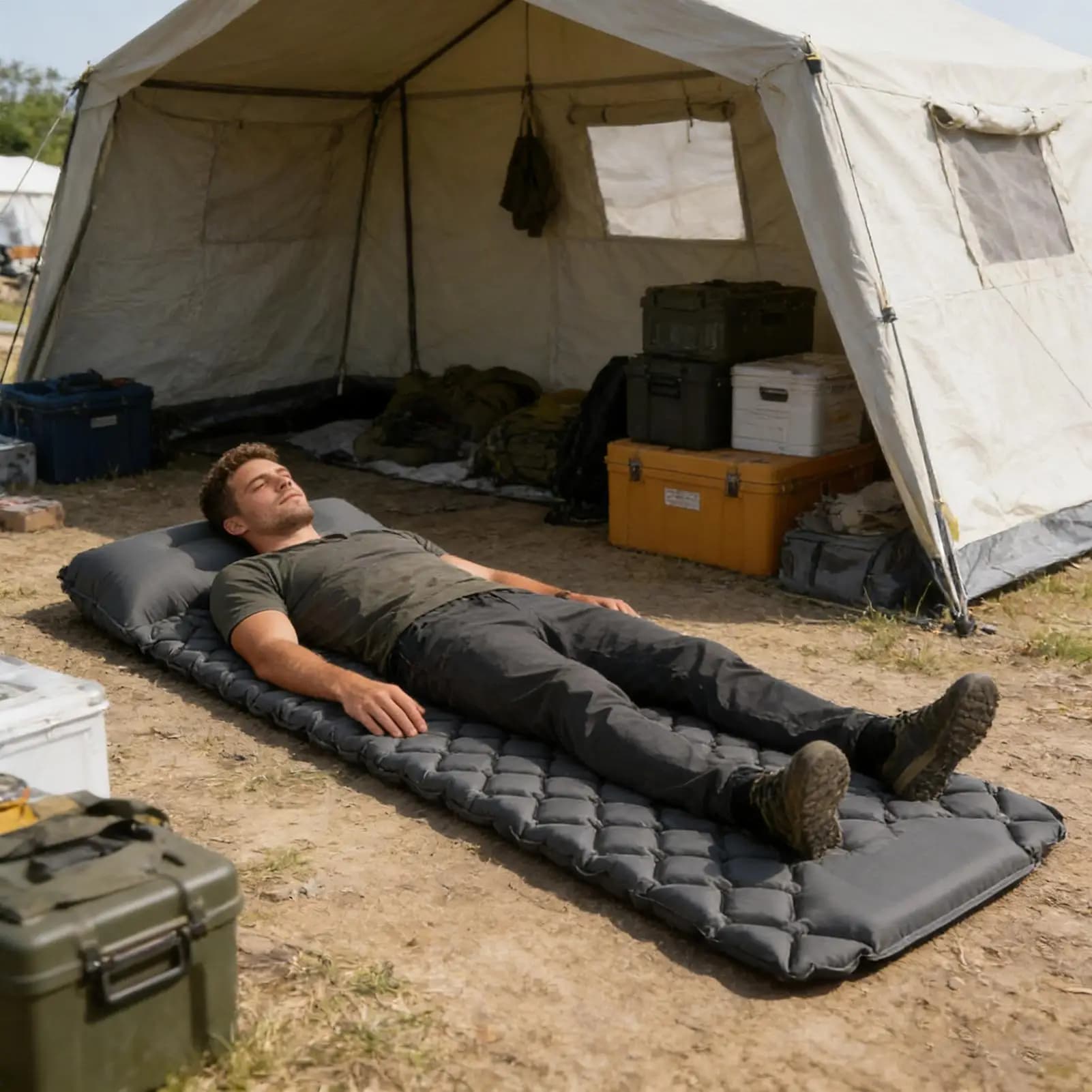 Materassino Gonfiabile da Campeggio Pieghevole Impermeabile con Cuscino, Materasso ad Aria per Escursionismo, Tenda, Spiaggia, Piscina