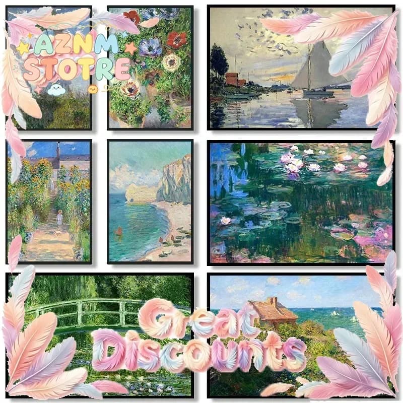 Claude Monet Water Lilies Classical Garden Landscape Posters and Prints Canvas Printing Wall Art Picture for Living Room Deco