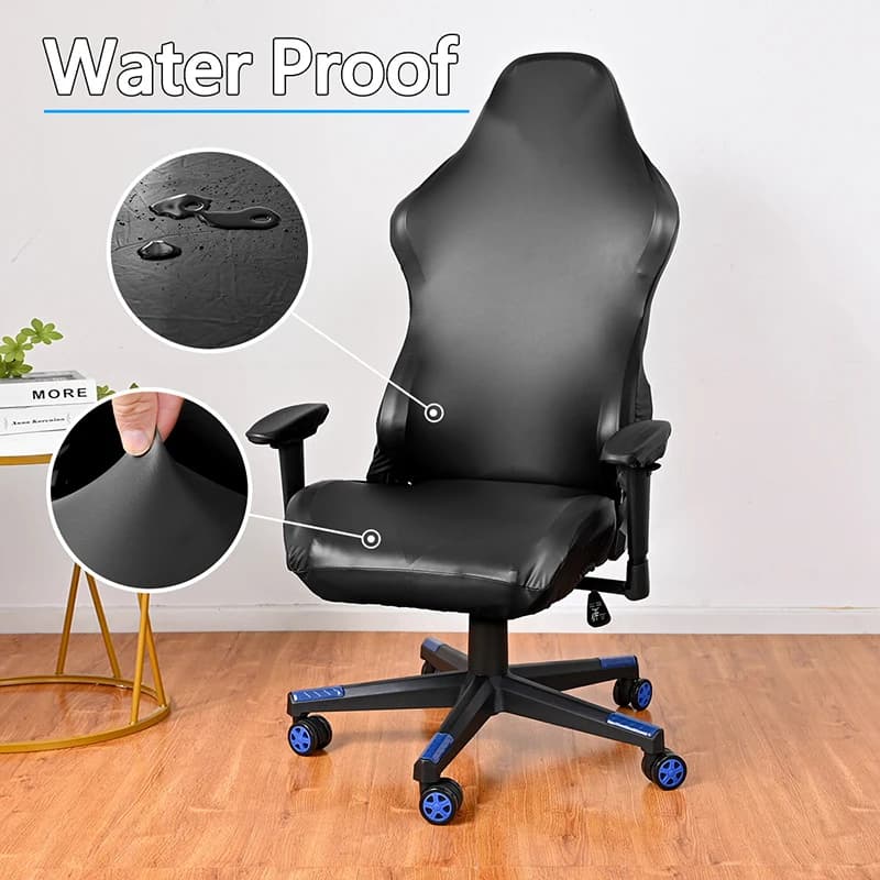 Elastic Waterproof PU Leather Computer Gaming Chair Covers Dustproof Pet Scratch Resistant Retractable Office Chair Cover
