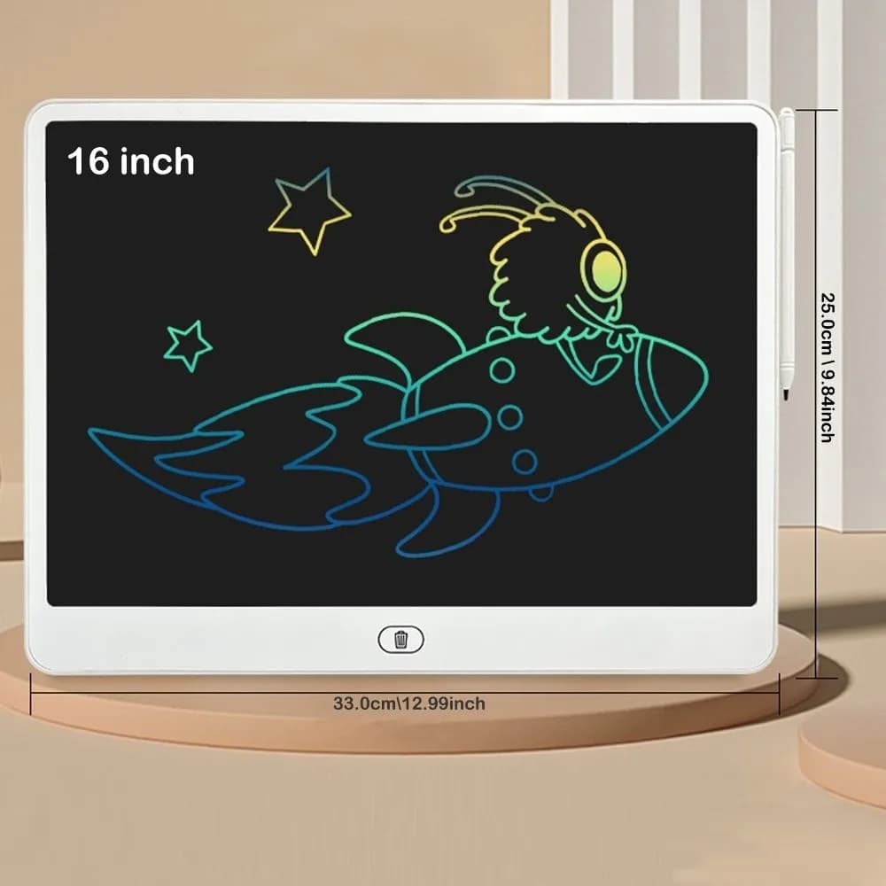 Tavoletta LCD da 16/13/11 Pollici per Scrittura e Disegno, Riutilizzabile e Cancellabile, Protezione Occhi per Bambini