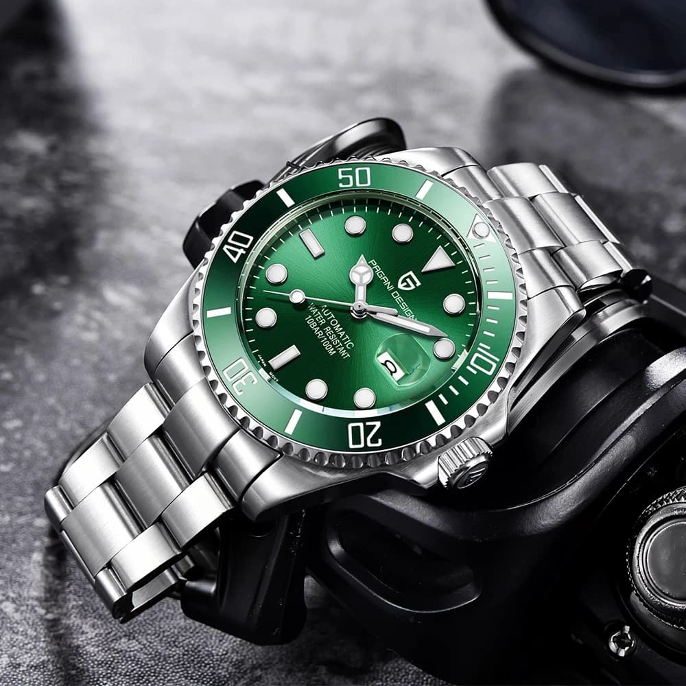 PAGANI Design Luxury Men Watch Green water ghost Series Stainless Steel Waterproof Business Sport Automatic Mechanical watch