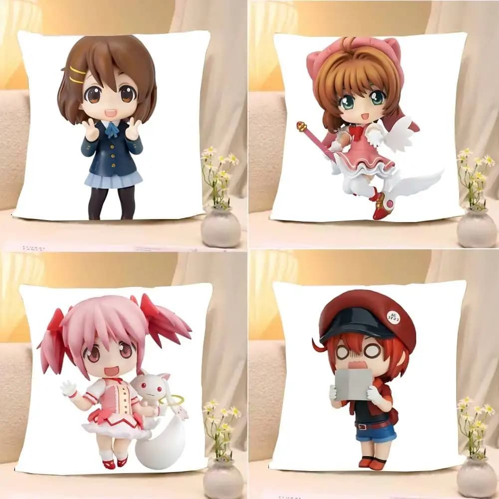 Cute Female Characters In Anime Throw Pillow Covers Pattern Cushion Cover Suitable For Sofa Bedroom Car Pillow Cover