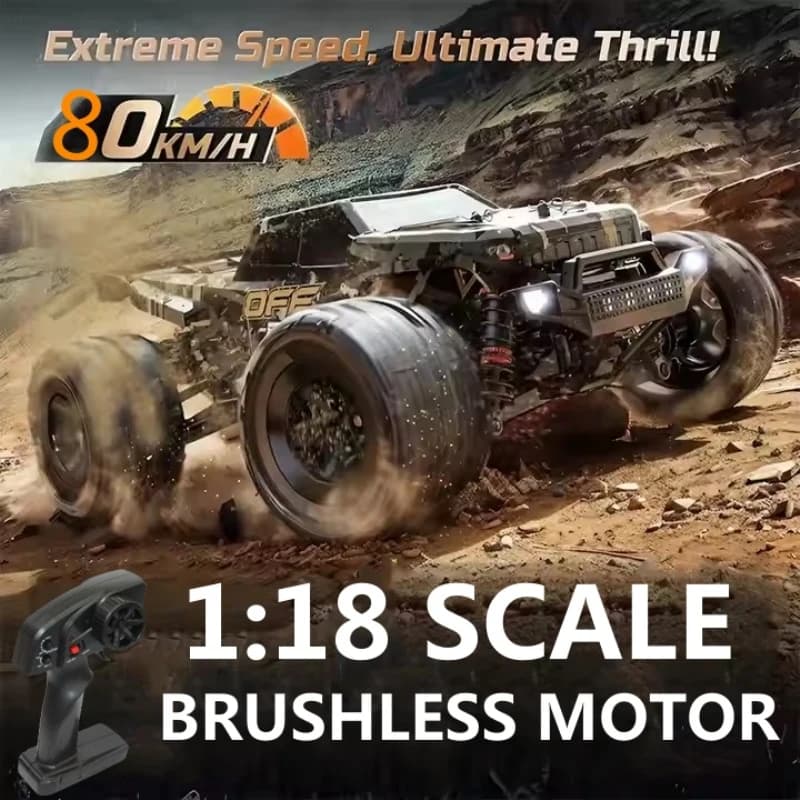 Auto RC da Corsa Brushless 80KM/H, Scala 1:18, 4WD Fuoristrada, Alta Velocità, Auto RC da Drift, Giocattolo Veicolo, Regalo