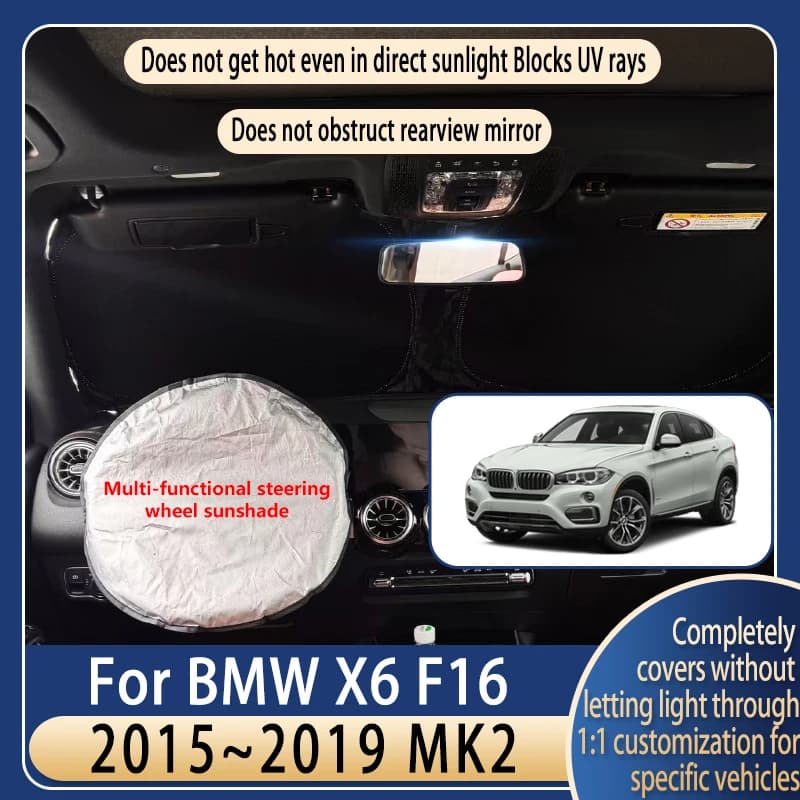 Parasole per Volante Auto per BMW X6 F16 2015~2019, Accessorio Estivo Rinfrescante, Isolante Termico per Parabrezza Anteriore