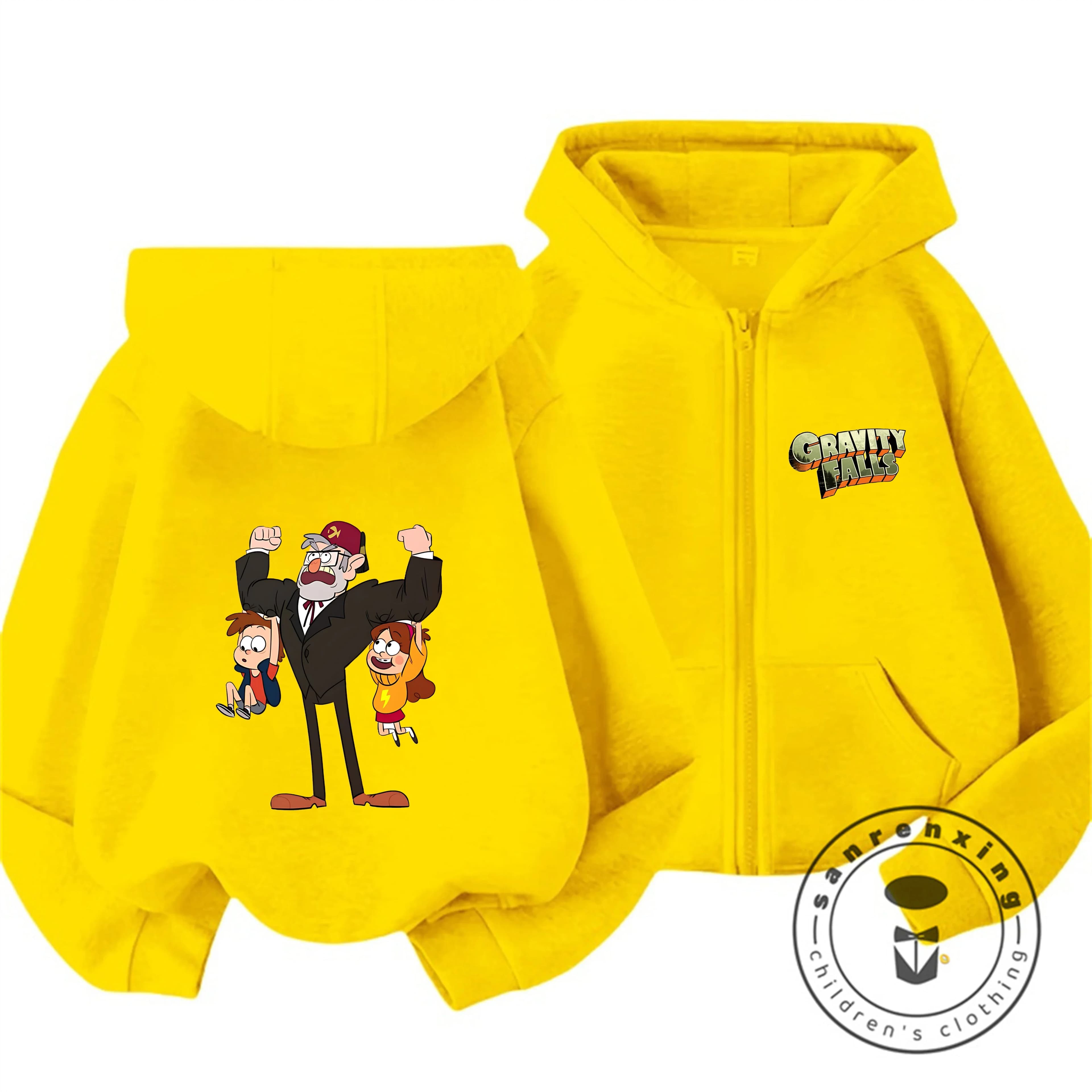 Trendy Cartoon Gravity Falls Zip Up Hoodie Winter Outdoor Casual Wear For Boys Girls 3 14