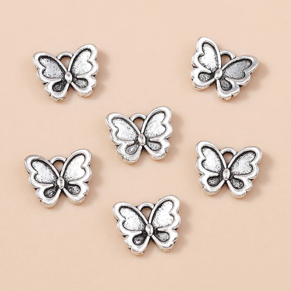30pcs 13x10mm Cute Mini Alloy Flying Butterfly Charms Pendants for Jewelry Making Earrings Necklaces Bracelets DIY Crafts Supply