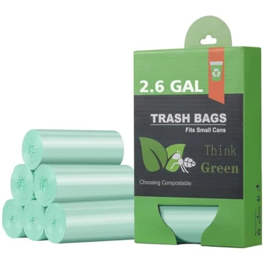 Small Trash Bags 2.6 Gallon Compostable Trash Bags Bathroom Wastebasket Can Liners, Mini Compost Bags for Kitchen Bathroom Offi