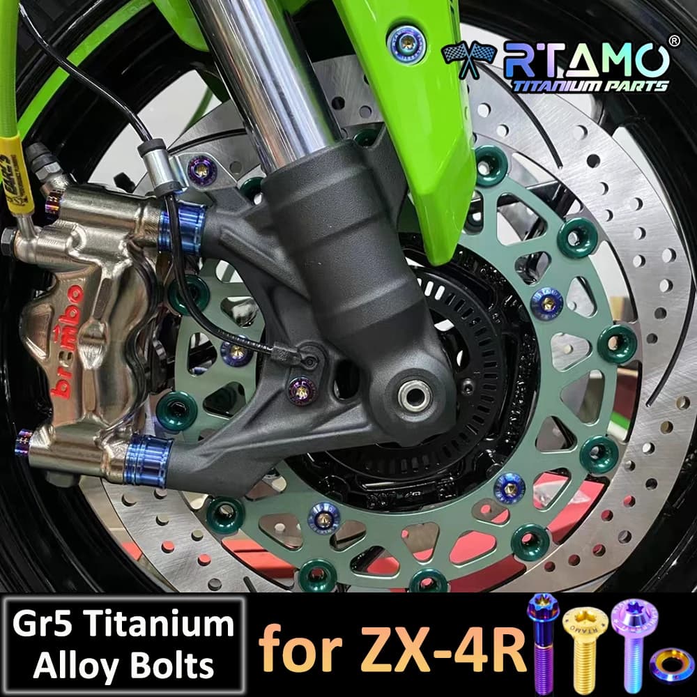 RTAMO Bulloni in Lega di Titanio Vite di Protezione Del Motore Pinza Anteriore ABS Piastra di Linea Disco Freno Bullone Poggiapiedi Anteriore per Kawasaki ZX-4R