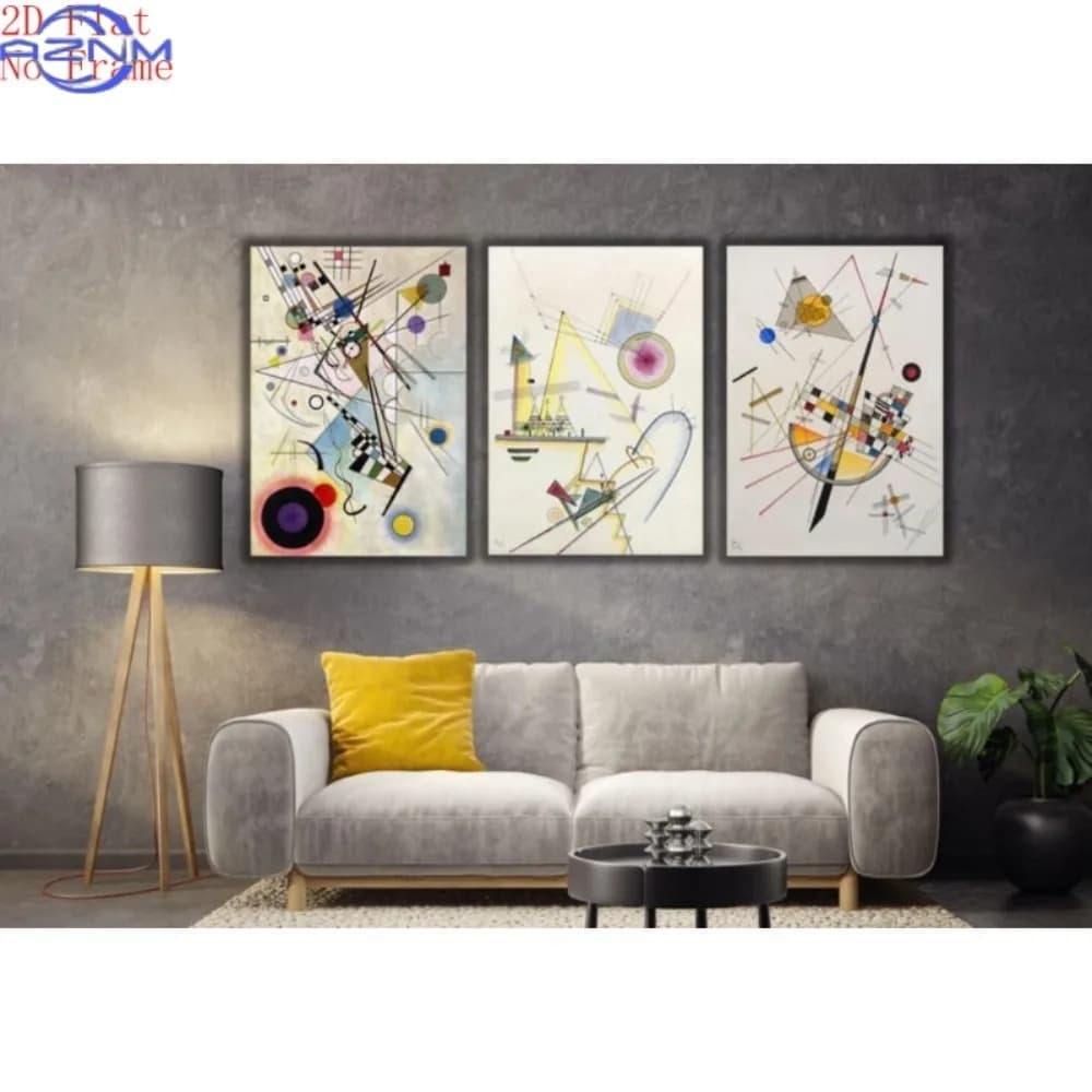 [3pcs No Frame Canvas Painting]Set of 3 Wassily Kandinsky Canvas Ready to Hang Wall Art, Wassily Kandinsky Poster Print Painti