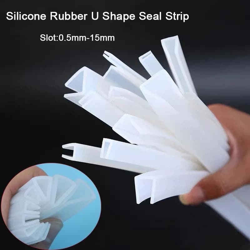 1M-5M Silicone Rubber U Shape Seal Strip High Temperature Solid Gasket Soft for Shower Frameless Glass Edge Weatherstrip Protect