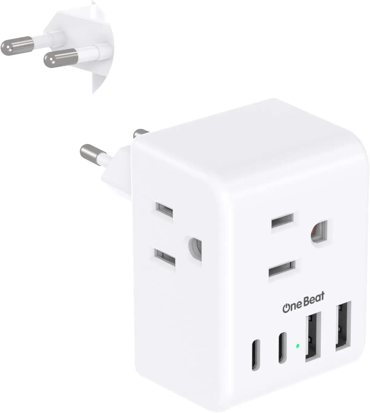 European Travel Plug Adapter, 3 Outlets 4 USB (2 USB-C), Type C, for EU Spain Italy France Germany