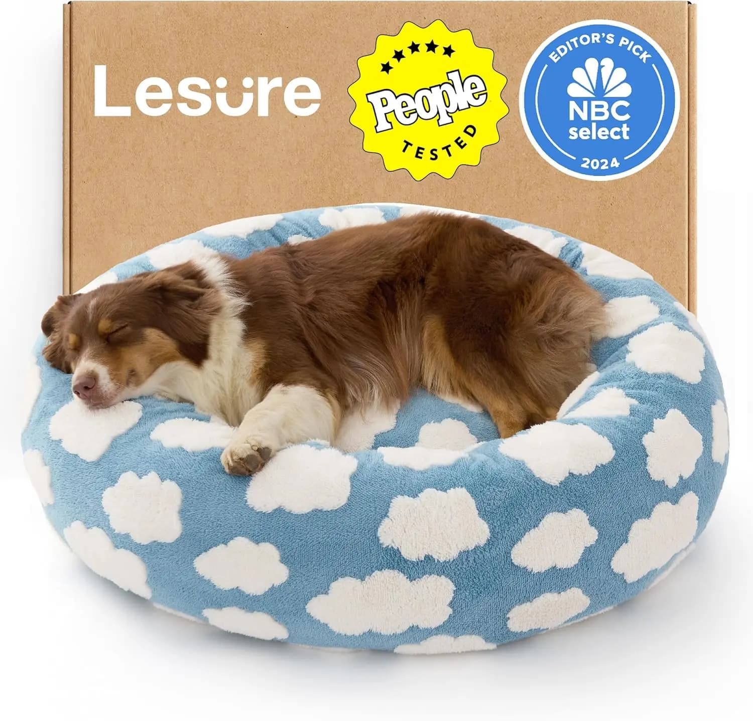 Grande Cuccia Calmante a Forma di Ciambella per Cani con Rivestimento Lavabile, Supporto Ortopedico e Base Antiscivolo, 36 Pollici Blu