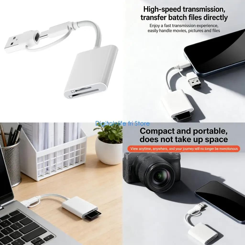 E06D USB C To Memory Card Reader For Mobile Phone Laptop Converter Connector