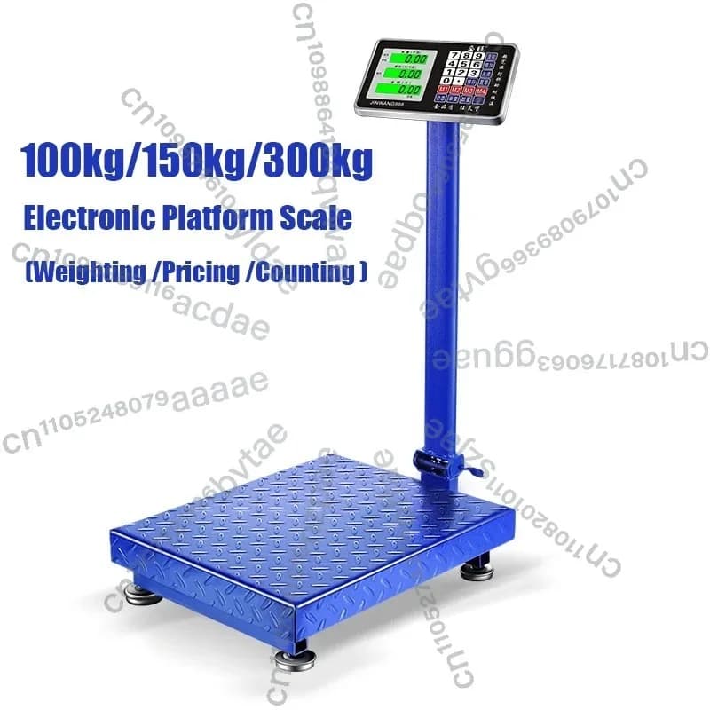 Bilancia Elettronica Commerciale Pieghevole con Calcolo del Prezzo e Conteggio, Display LCD per Alimenti, Bagagli, Spedizioni 100/150/300kg