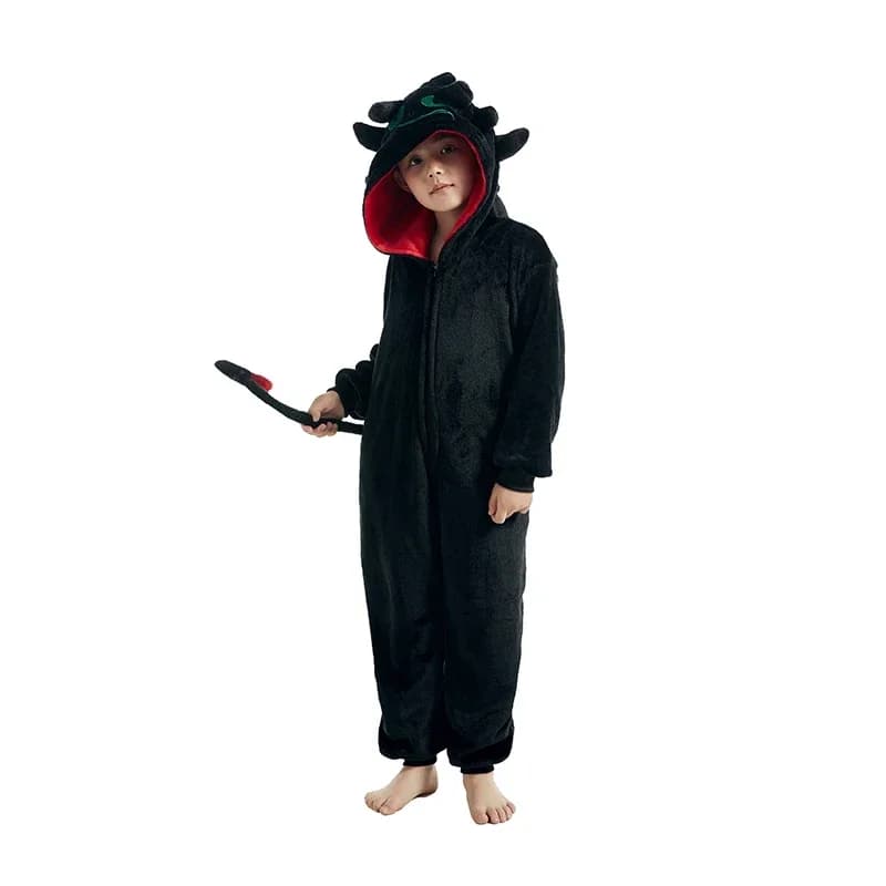 Bambini Drago senza denti Tutina Kigurumi Pigiama Costume Cosplay Halloween Natale Ragazzo Ragazze Vestiti per tutto il corpo Anime Homewear
