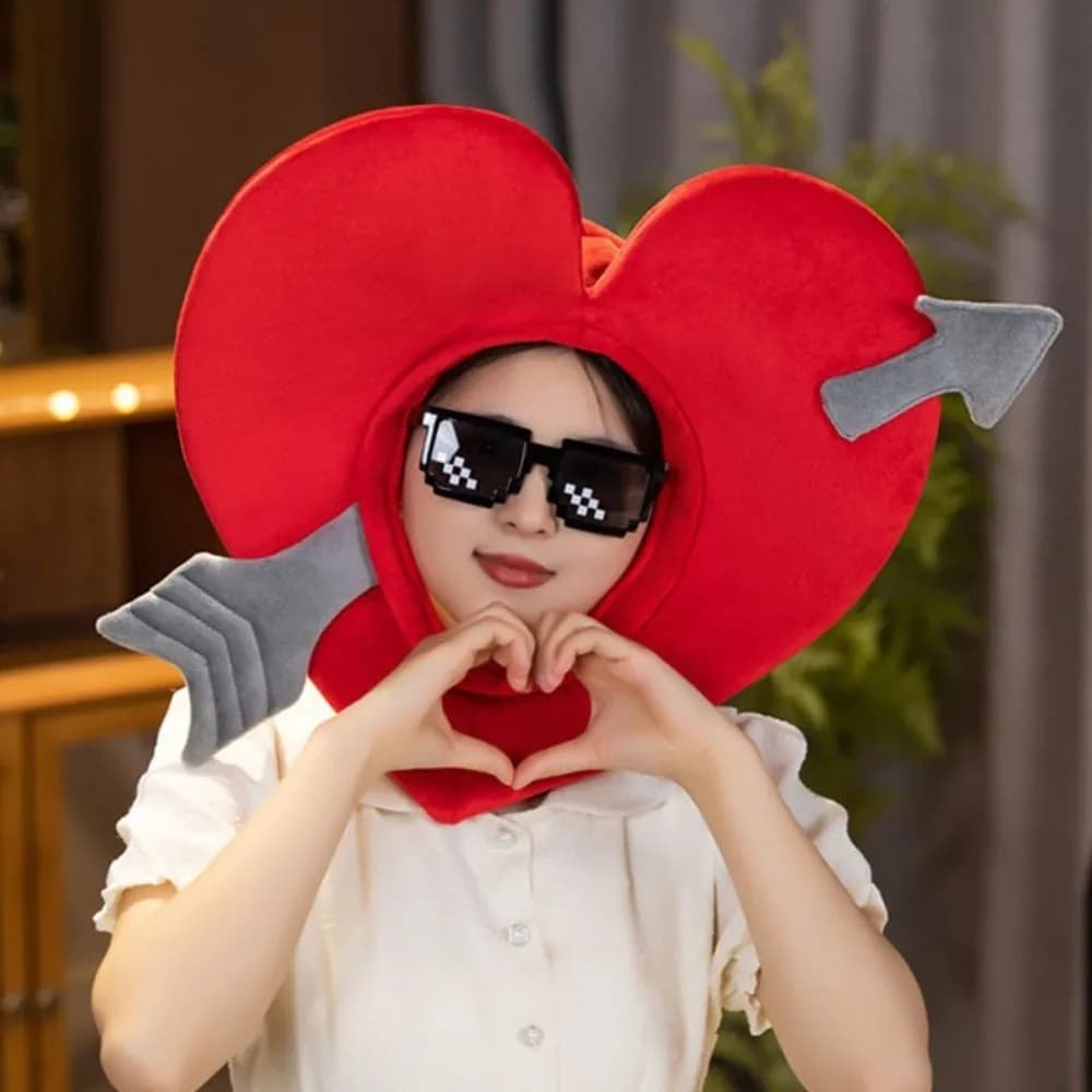 Red Funny Valentine's Heart Hat Love Peach Headwear Cupid's Arrow Hat Cartoon Cosplay Cupid Heart Photo Props Hat