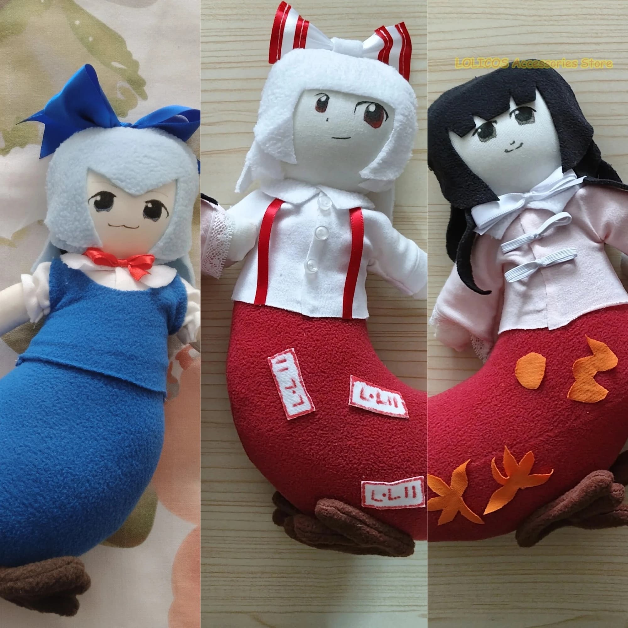 Fujiwara no Mokou Houraisan Kaguya Cirno Anime Touhou Project Q Version Cotton Doll Cosplay Funny Plush Stuffed Toys Plushie