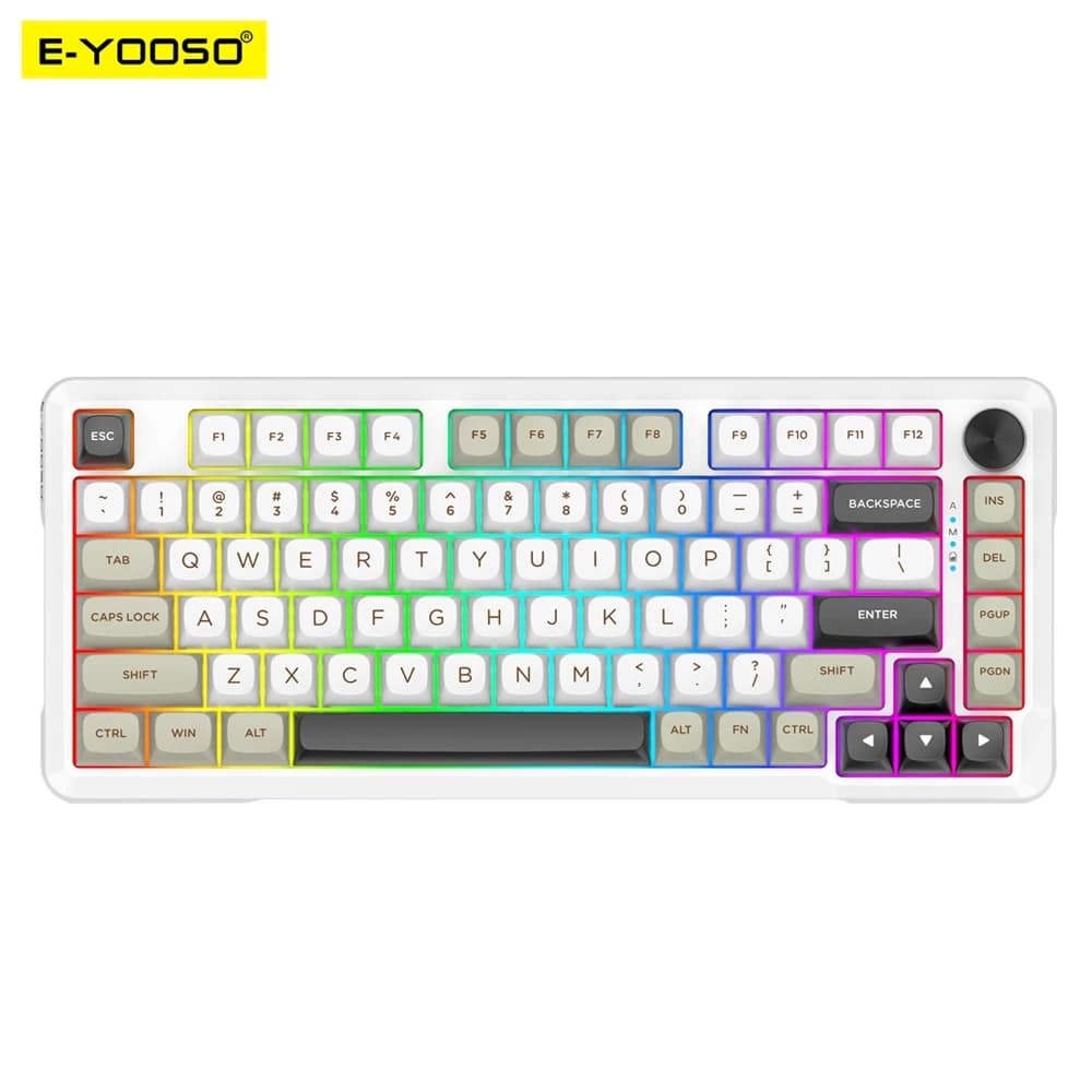 E-YOOSO RGB USB Mechanical Gaming Keyboard Support Bluetooth wireless 2.4G Wired 3 mode Gamer 82 Keys for Computer PC Laptop