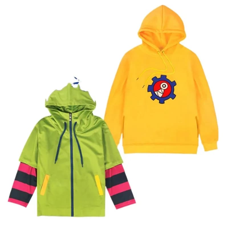 Costume Cosplay Anime SK8 The Infinity Miya Chinen, Uniforme di Reki Kyan, Felpa con Cappuccio Verde e Gialla per Donne