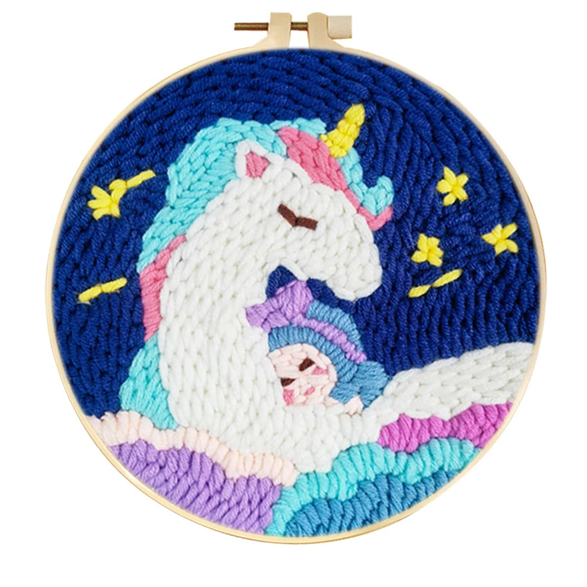 RUOPOTY Diy Needle Punch Kit Wall Decor Embroidery Cute Unicorn Starter Kit Animal Cross Stitch Kit For Beginners Home For Adutl