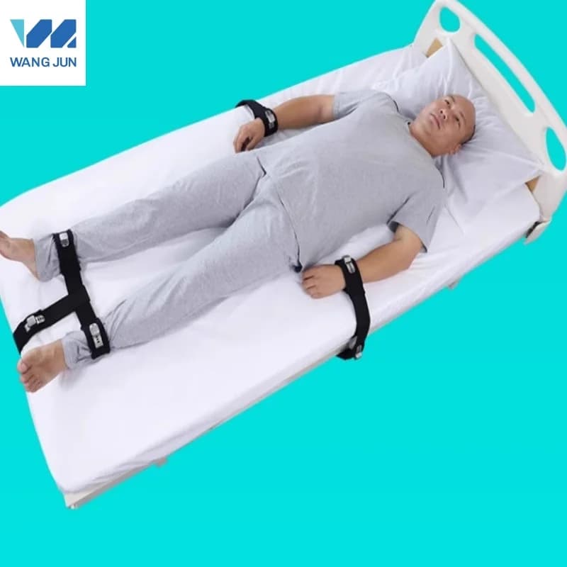 Set di cinghie di ritenuta per rilegatura del letto per centro di riabilitazione psichiatrica irrequieto 2 mani e piedi a forma di T resistenti al letto sdraiato