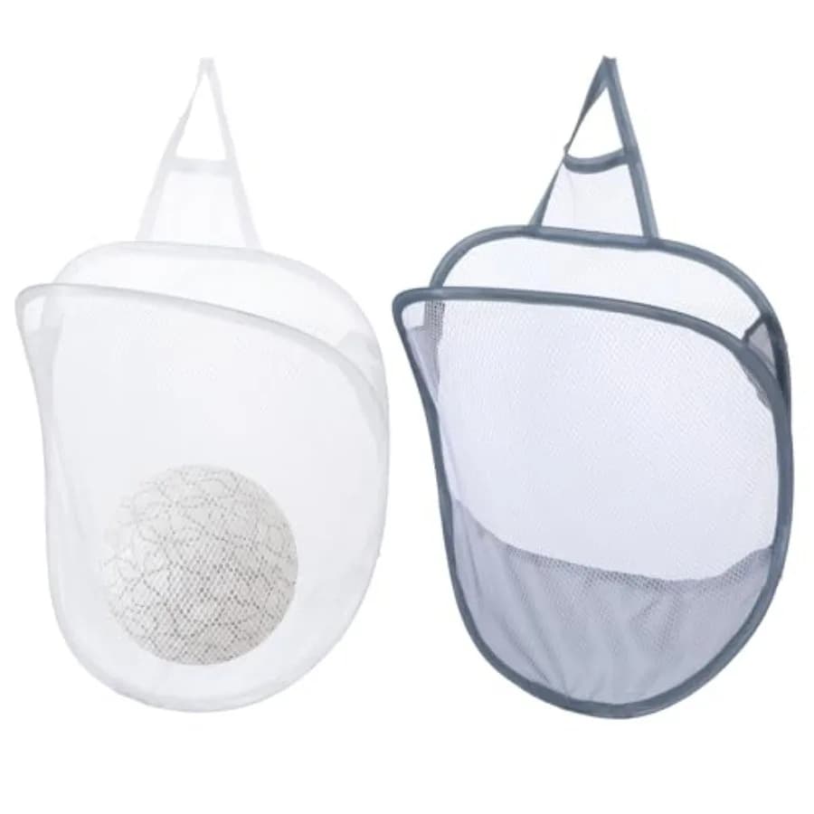 2 Pcs Small Hanging Laundry Bag, Hanging Laundry Basket, Wall-Mounted, for Space-Saving Closet, Dorm and Bathroom Organization