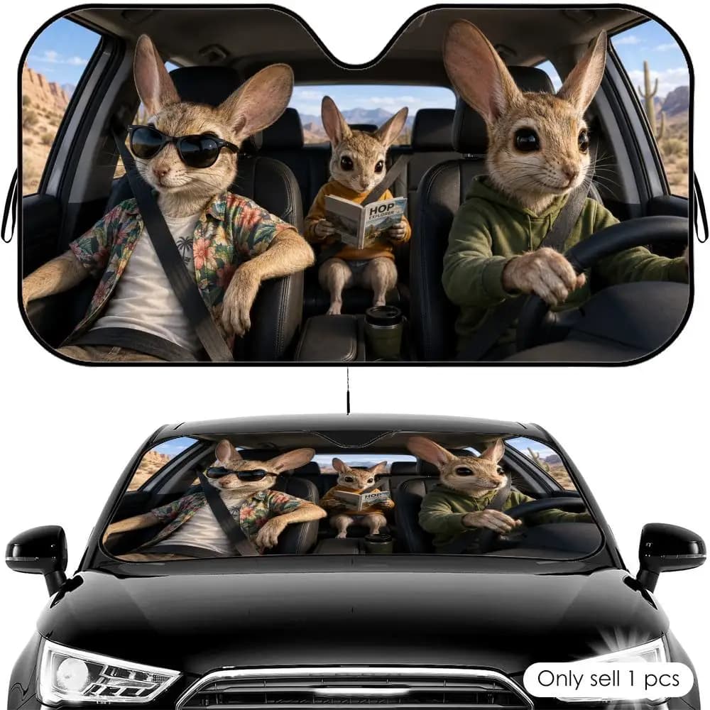 Parasole da Viaggio per Auto Jerboa, Visiera Parasole Riutilizzabile in Alluminio per Parabrezza, Protezione UV e Isolamento Termico
