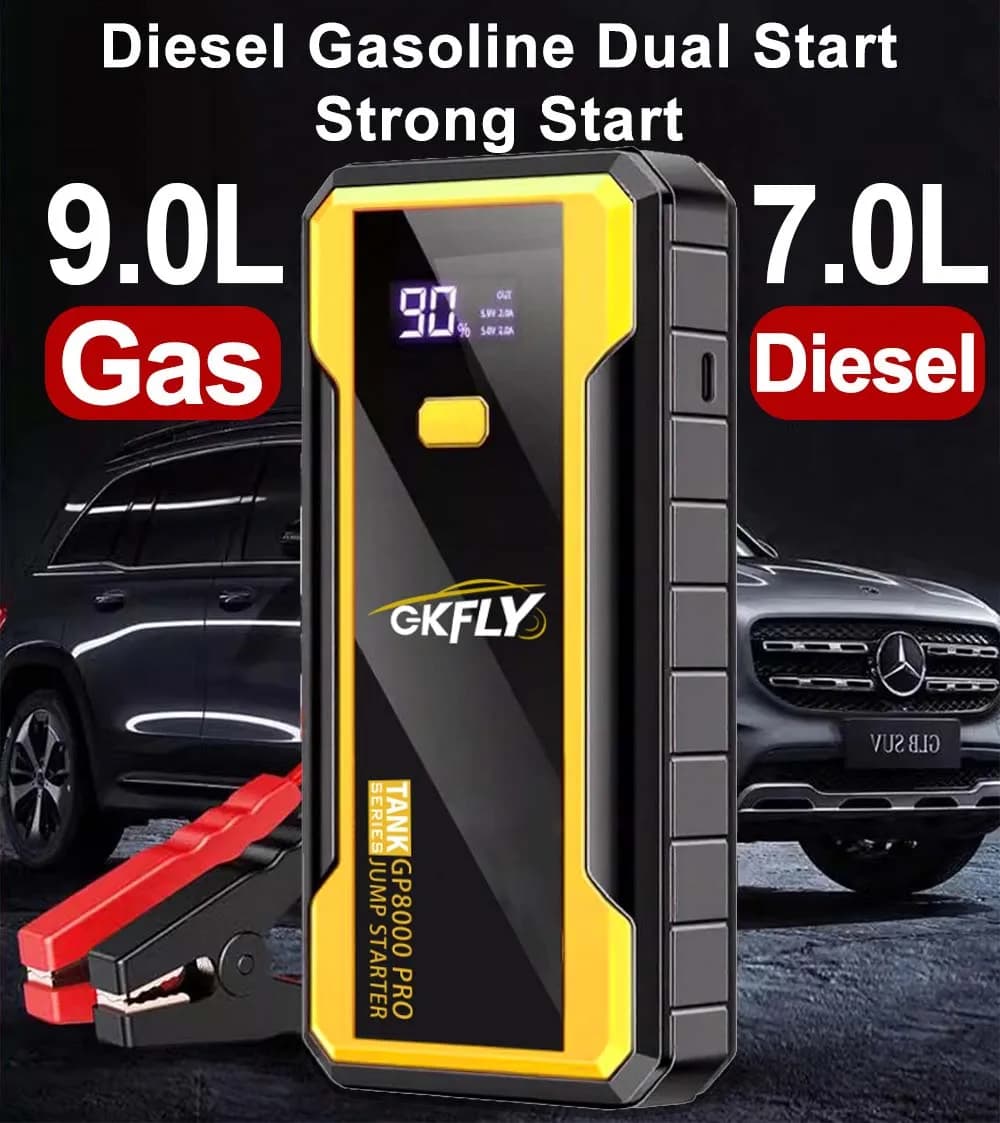GKFLY 8000A Power Bank Avviatore d'Emergenza 24000mAh, Booster per Auto, Batteria Esterna 12V, Dispositivo di Avviamento per Benzina e Diesel