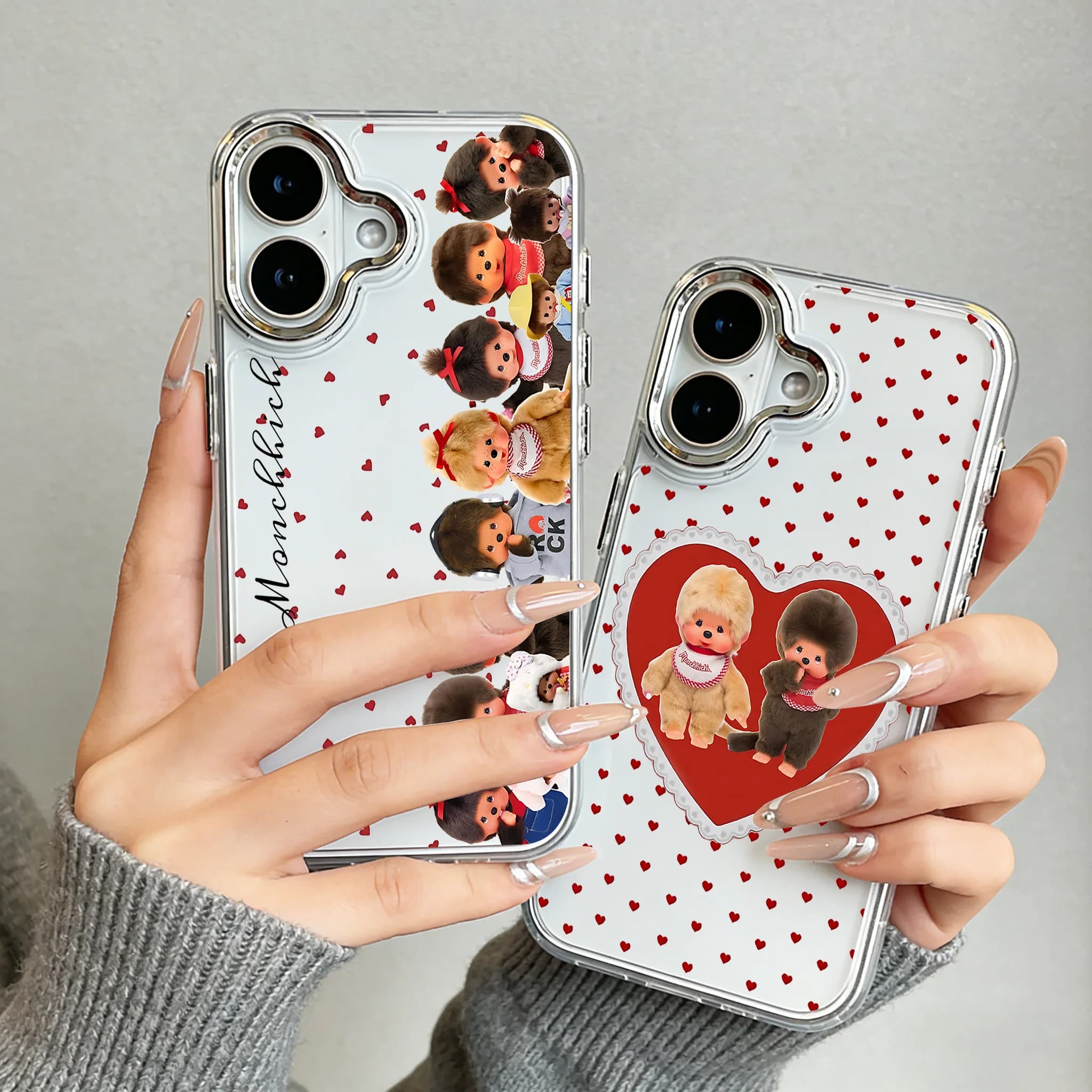 Transparent Soft Case for iPhone with Monchhichi Sympathies - Compatible with iPhone 17, 16e, 16, 15, 14, 13, 12, 11 mini, Pro, Max, XR, XSMAX, 8, 7, Air, Plus