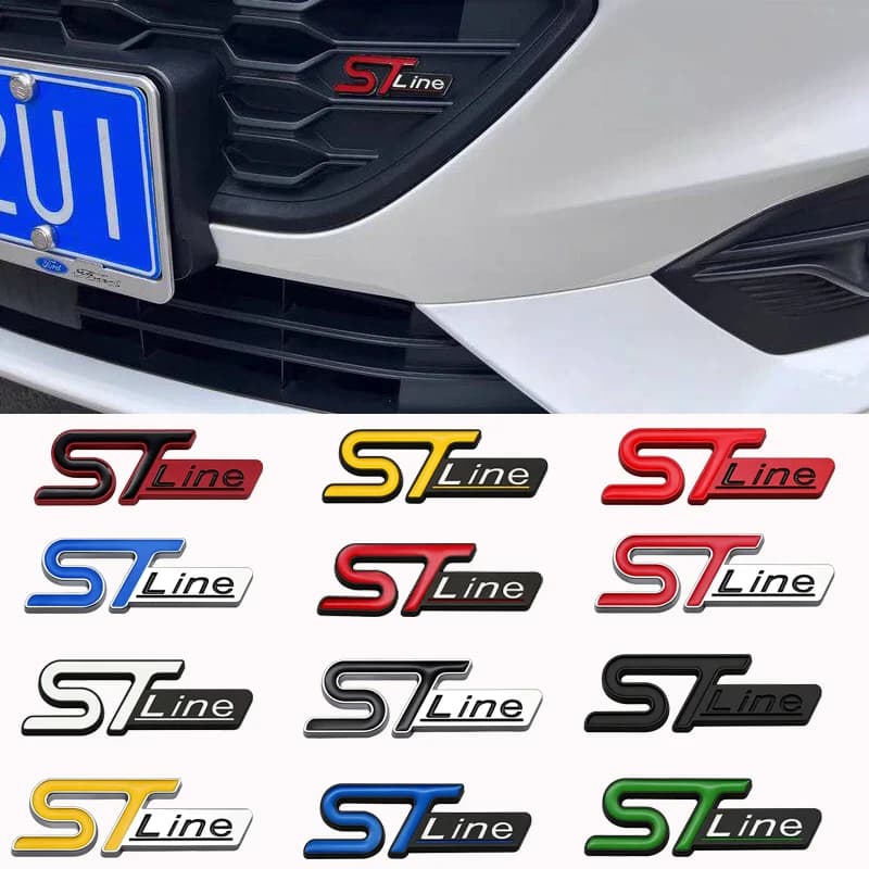 1Pcs Car STLine Metal Grille Trunk Emblem Sticker Accessory For FOCUS 2 3 MK7 MK8 MK5 MK6 Mondeo Fiesta Kuga MK3 Fusion